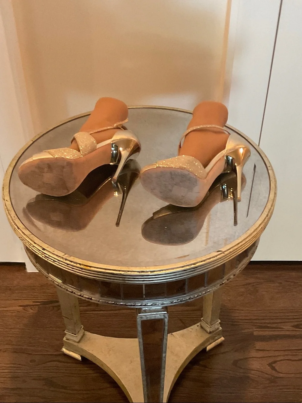 Jimmy Choo Gold Glitter Open-Toe Ankle-Strap Heels